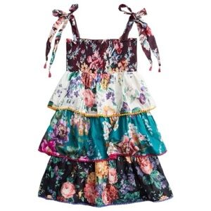Zimmermann Multicolor Smocked Floral Tiered Maxi Midi Dress Size 6
